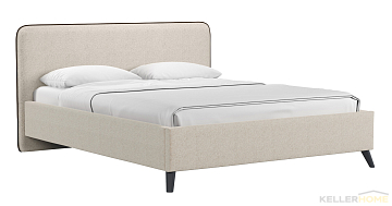 Миа 160 кровать двойная (каркас) Bravo white (светло-бежевый) / кант Лайт 10 Велюр (коричневый)